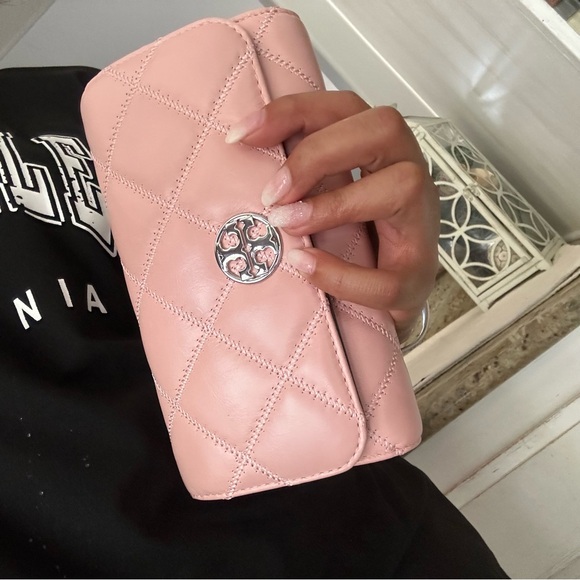 New TORY BURCH WILLA GLAZED CHAIN WALLET Rose pink - Picture 8 of 8